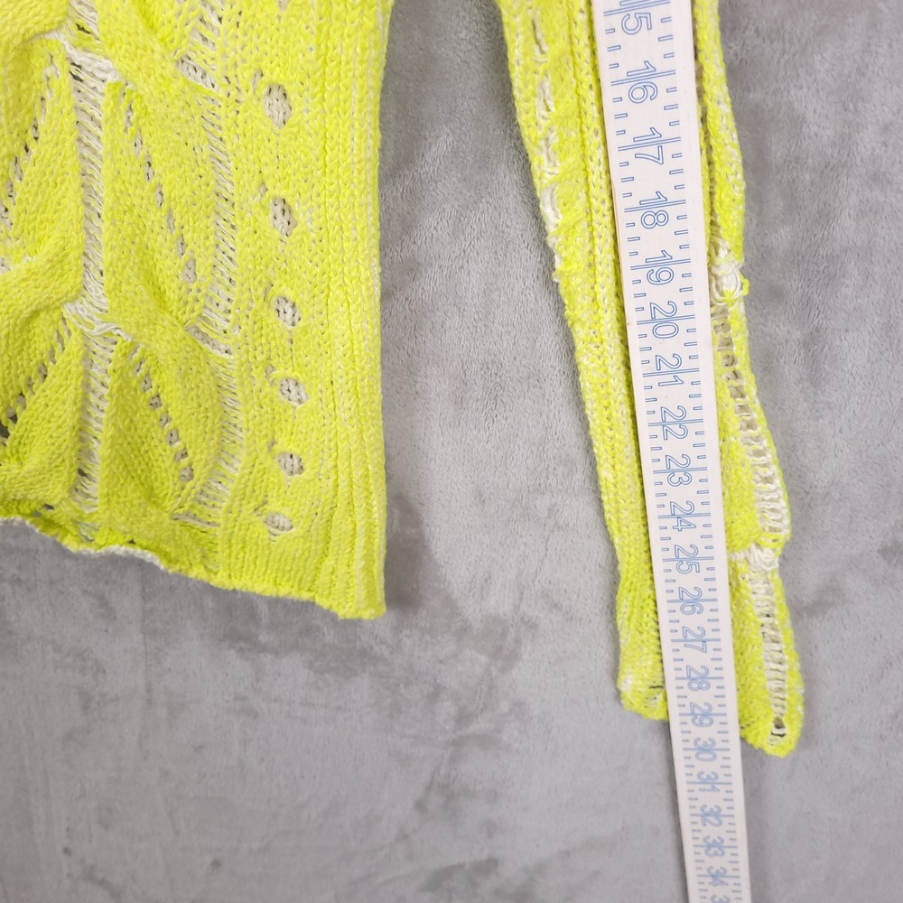 Free People Pullover Sweater Small Spray Highlighter Neon Cable Knit Boho Grunge - Picture 9 of 12